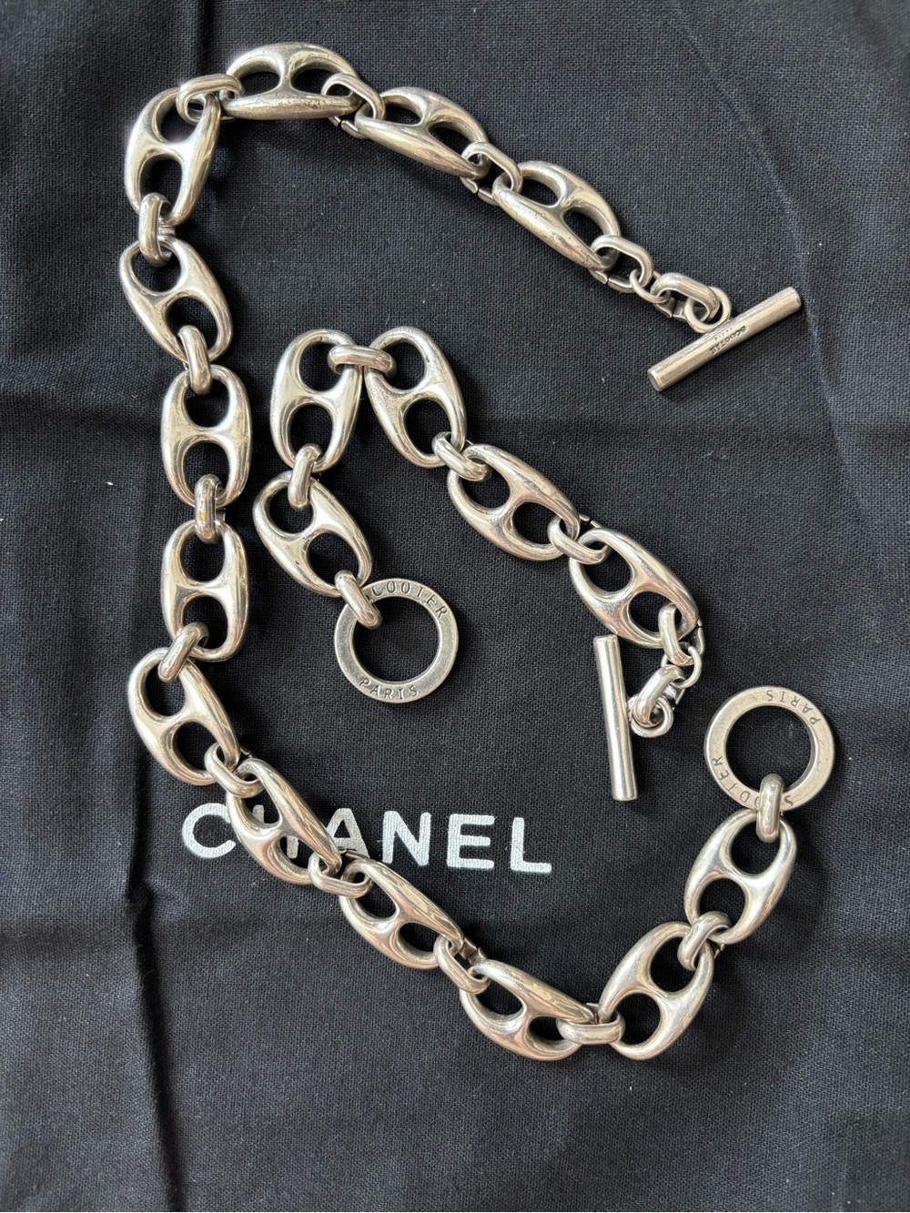 RARE Scooter Paris Silver-Tone Chunky Chain Necklace and Bracelet Set